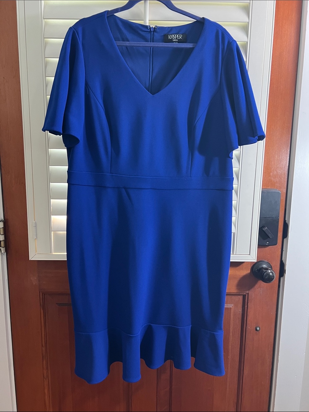 Kasper Royal Blue V-Neck Flutter Sleeve Midi Dress